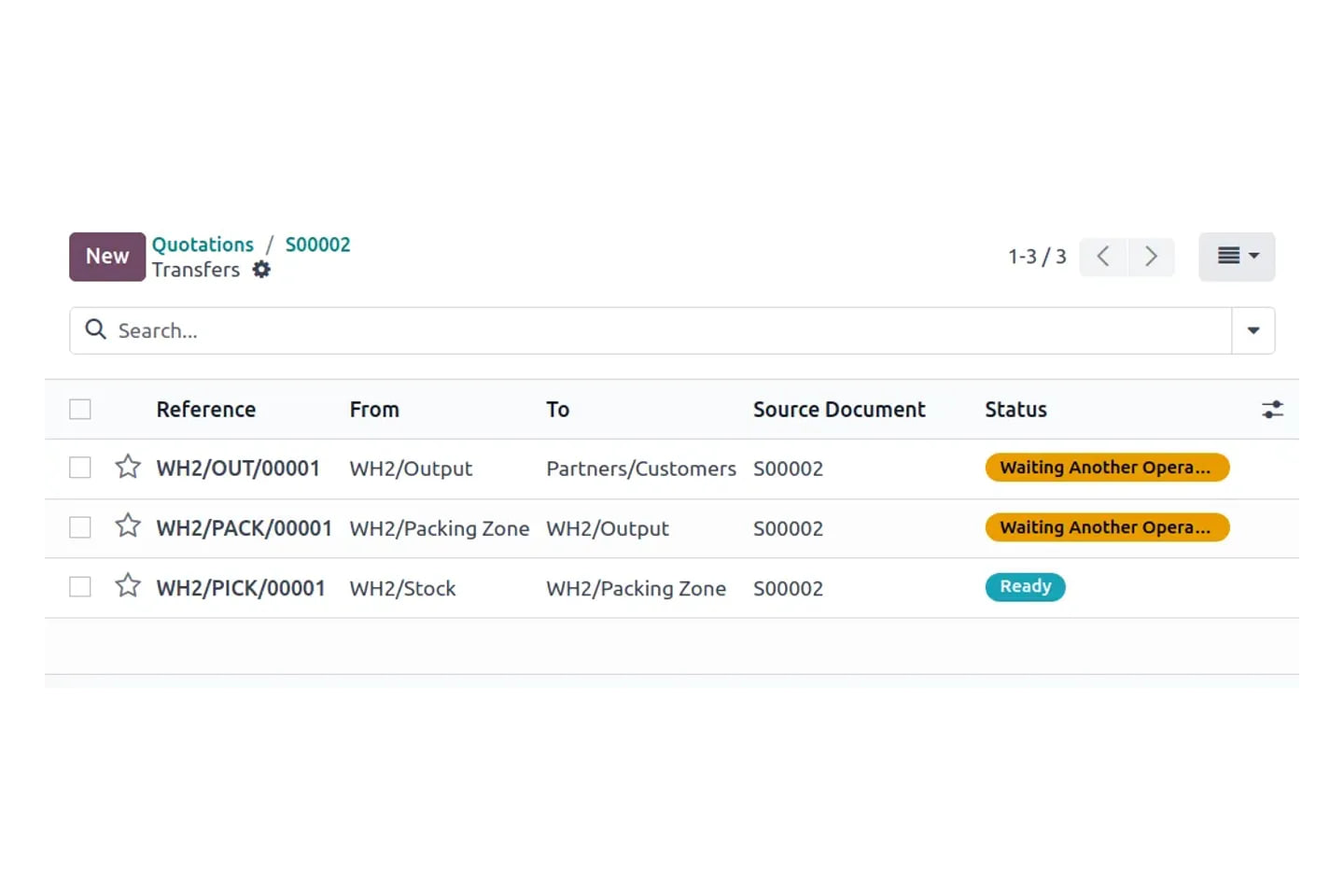Odoo lot and serial number traceability report following a batch through its moves