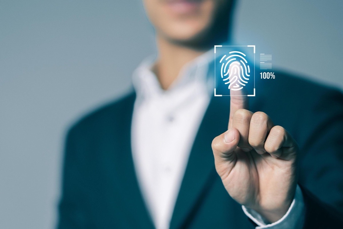 Fingerprint being scanned for biometric authentication