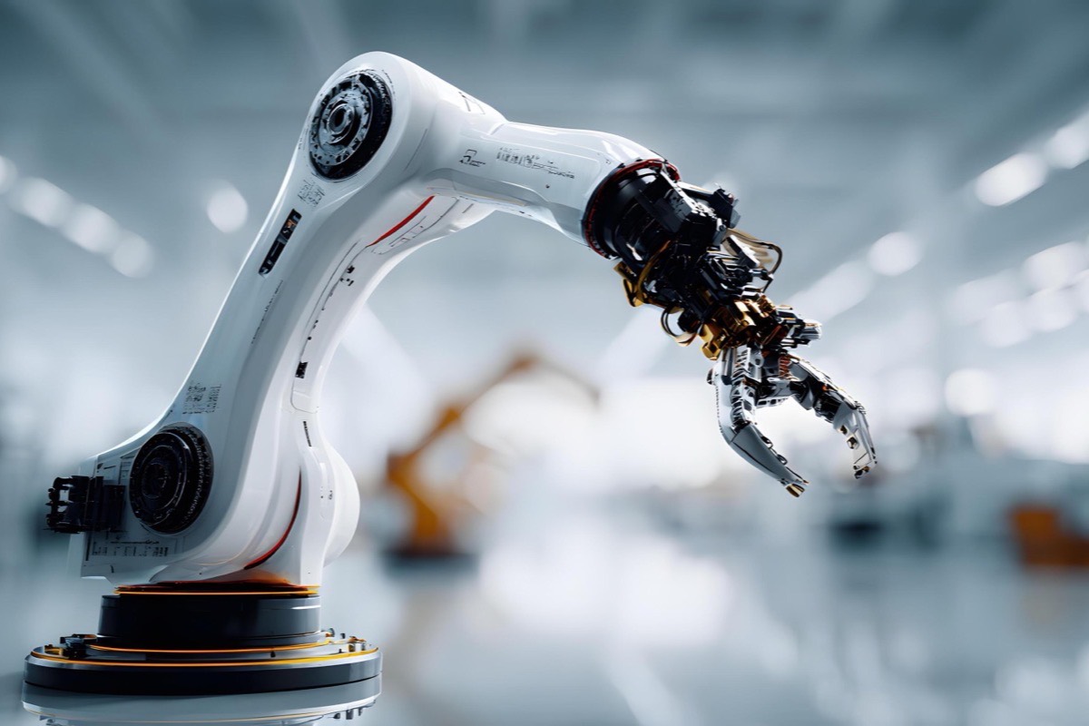 Robotic arm on an automated factory line
